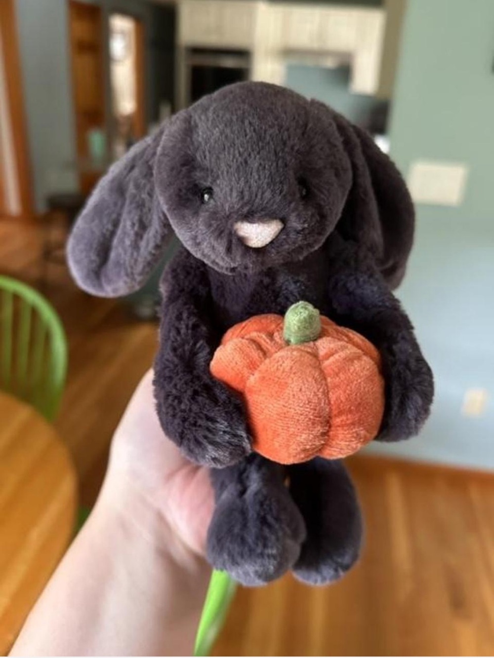 Jellycat Bashful Black Bunny with Pumpkin